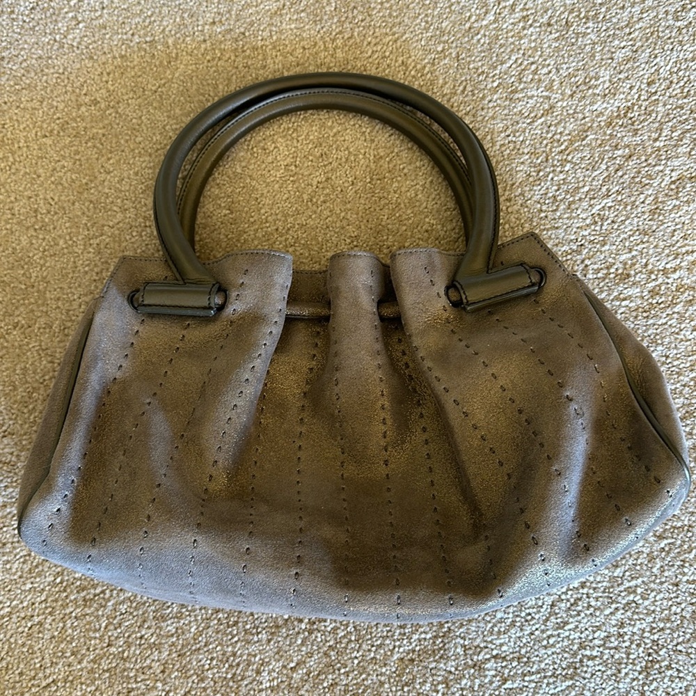 Salvatore Ferragamo metallic suede bag